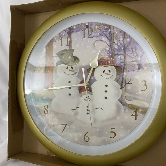 Vtg Feldstein Christmas Carol Wall Clock Snowman Family Large 13.5” Musical NIB - Picture 2 of 8
